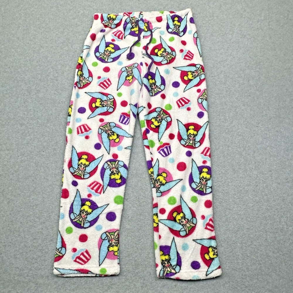 Disney Tinkerbell Womens Size M (7/9) Fleece‎ Terry Fuzzy Lounge Pajama Pants
